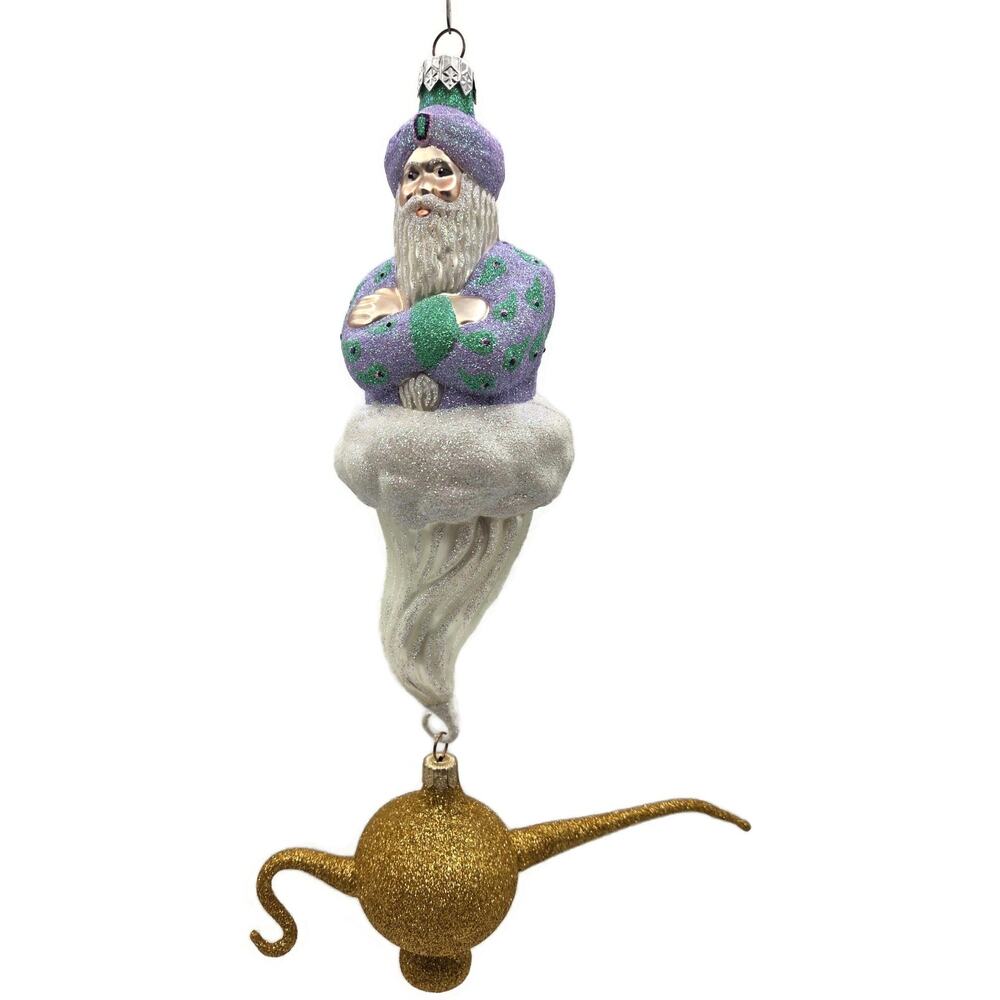 Patricia Breen Three Wishes Lavender Gold Genie Peacock Christmas Tree Ornament